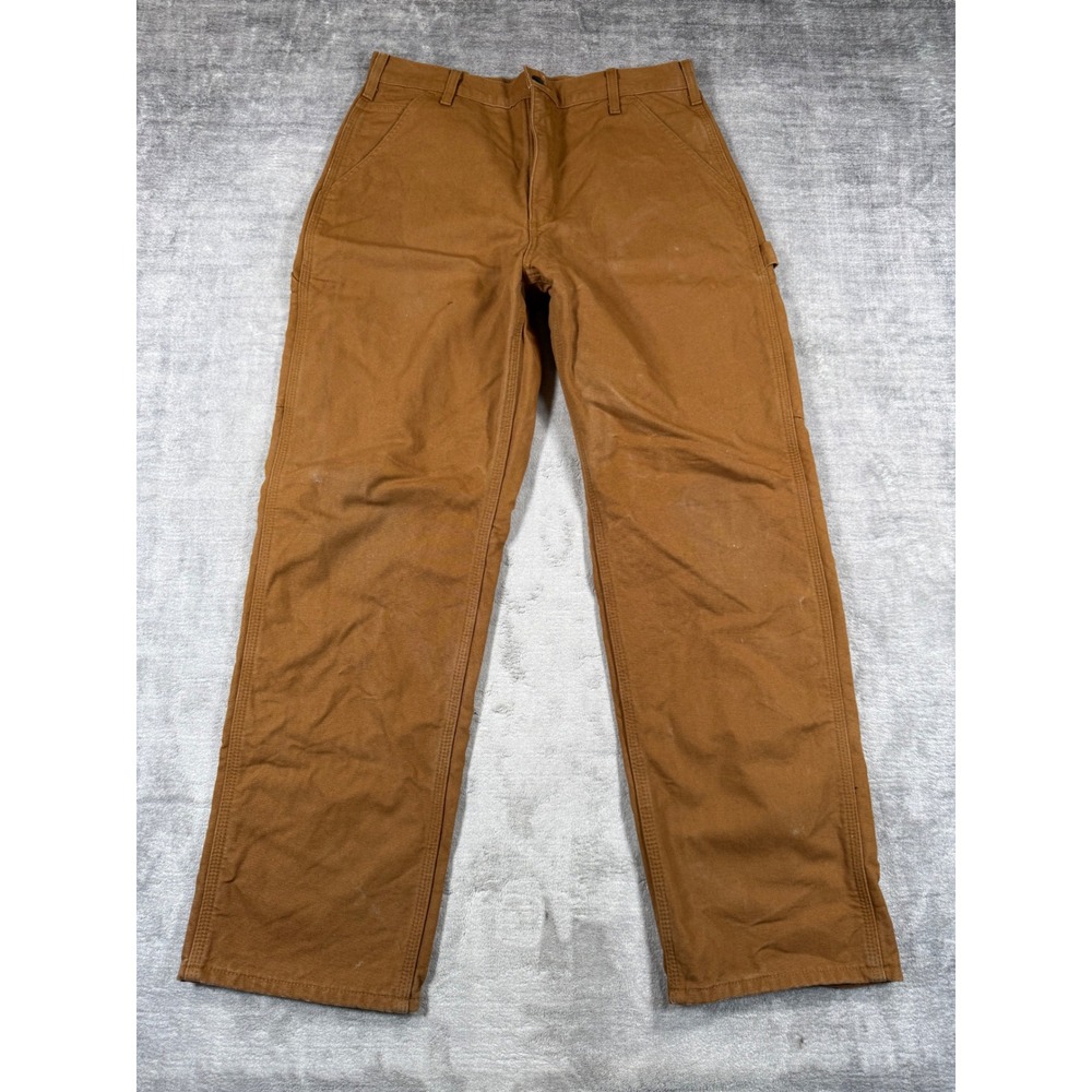 Carhartt Pants Mens 34x32 Brown Carpenter Flannel Lined B111 Duck Canvas Work